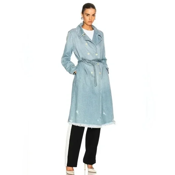 *EUC* FRAME Le Denim Trench Coat, Daphne Sz Medium - Picture 1 of 11